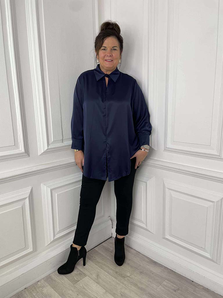 Lusso Silk Feel Shirt - Navy