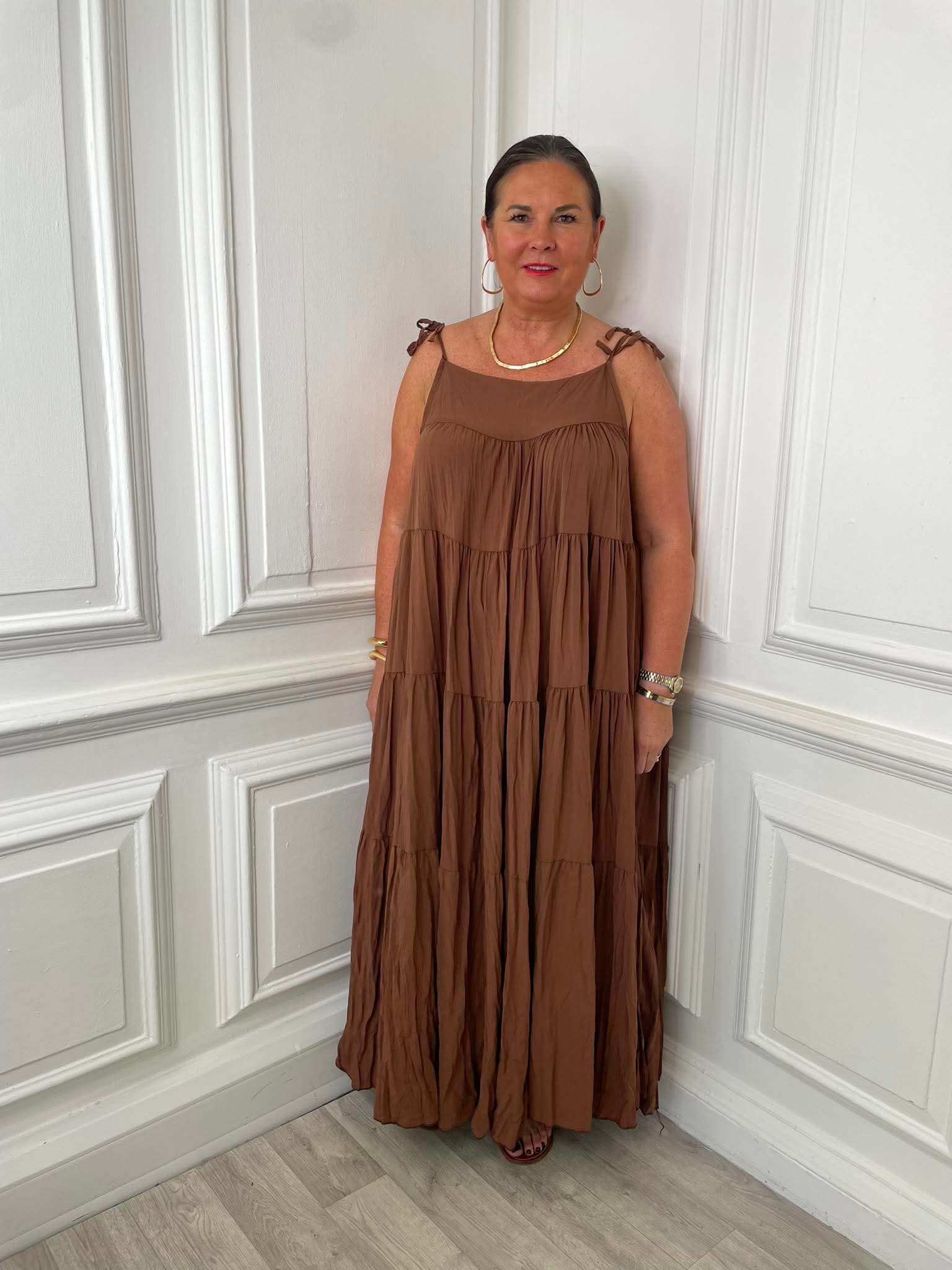 Boho Tie Maxi Dress - Toffee