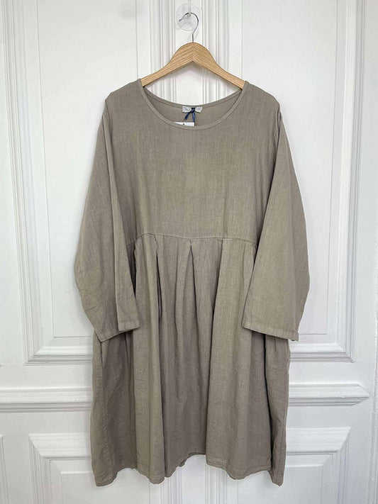 Linen Smock Dress - Cashmere