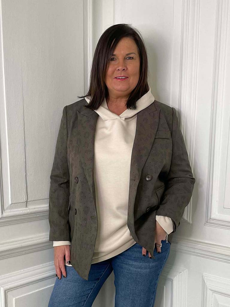 Malissa J Studded Leopard Blazer - Clay