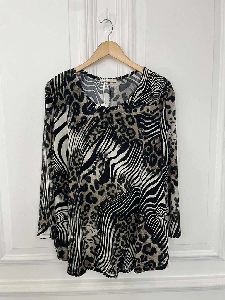 Malissa J Animal Print Dip Back Top