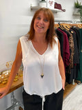 Malissa J Silk Feel Drawstring Vest - Warm White