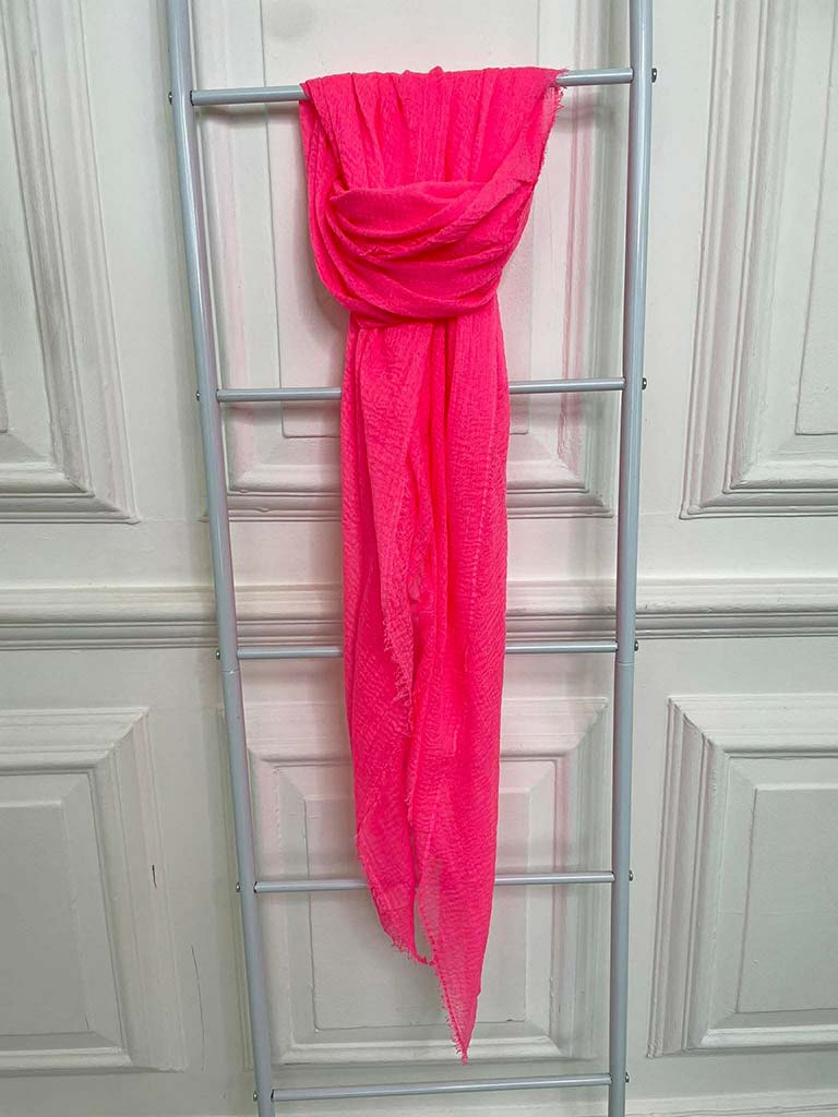 Malissa J Fine Raw Edge Scarf - Neon Pink