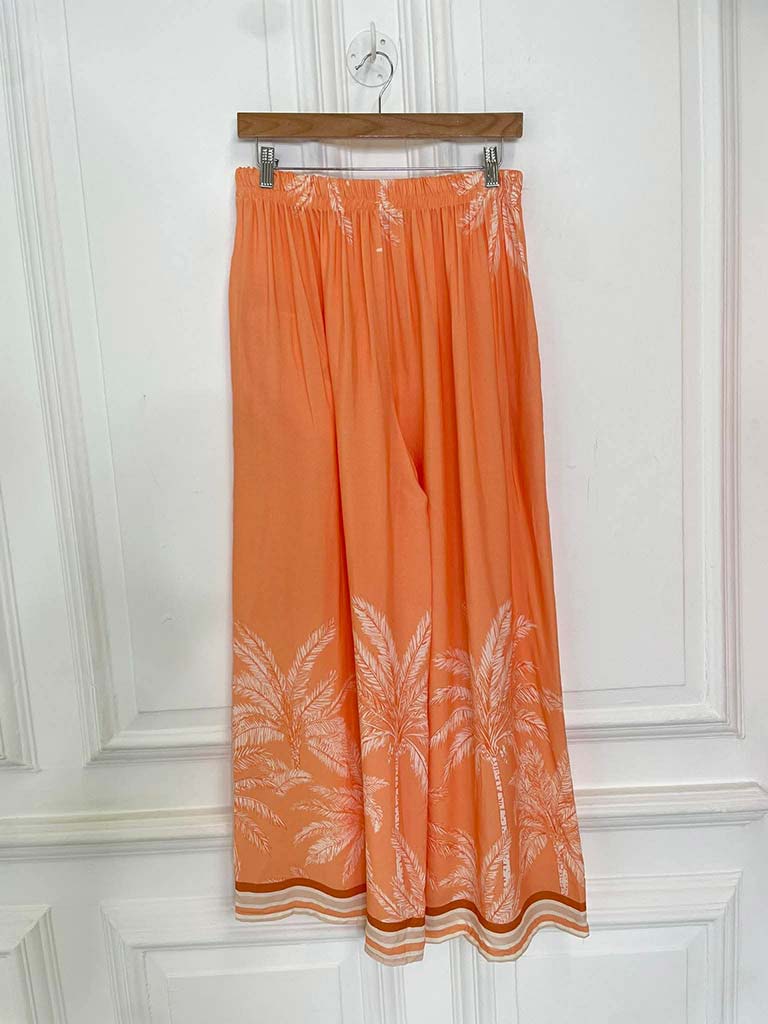 Palm Print Palazzos - Orange