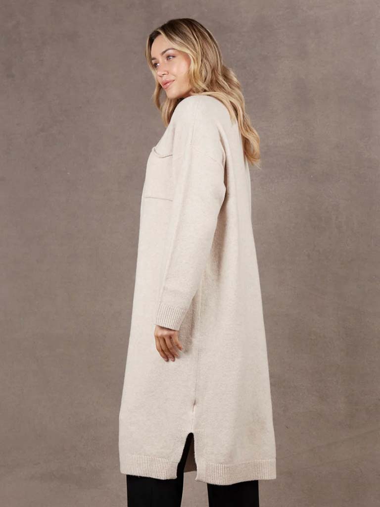 Eb&Ive Paarl Longline Cardigan - Oat