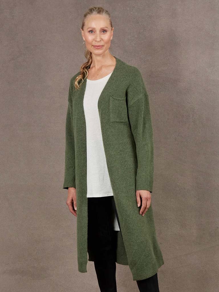 Eb&Ive Paarl Longline Cardigan - Moss