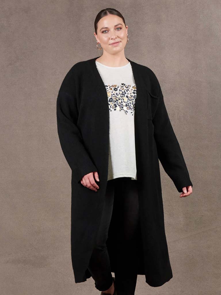 Eb&Ive Paarl Longline Cardigan - Ebony