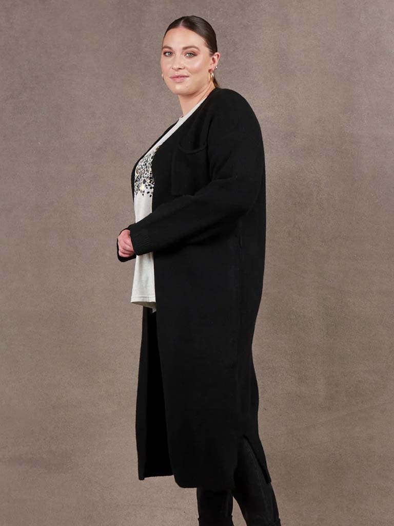 Eb&Ive Paarl Longline Cardigan - Ebony