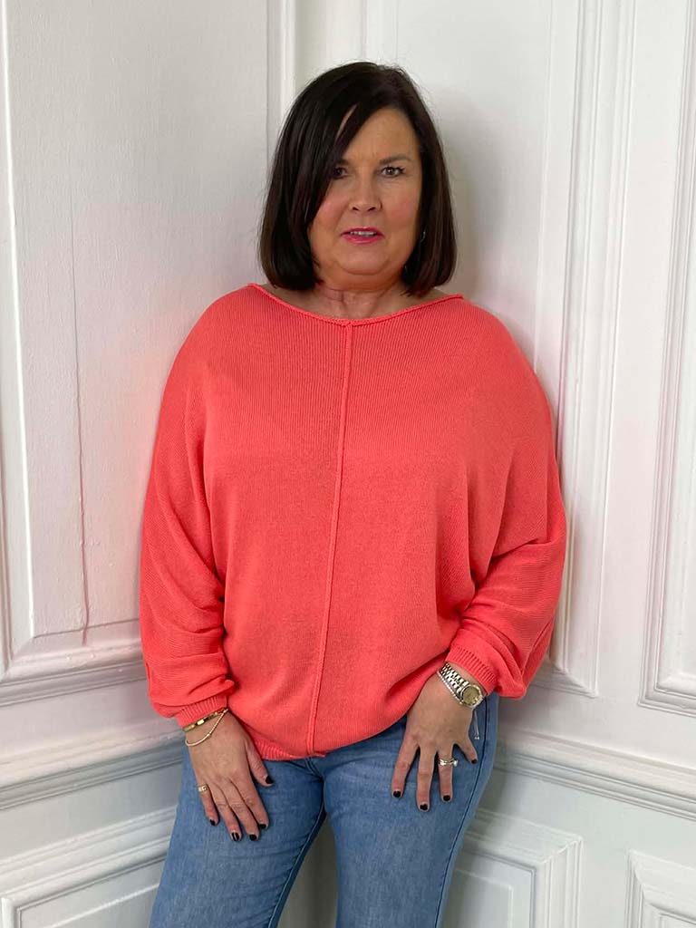 Malissa J Exposed Seam Knit - Coral