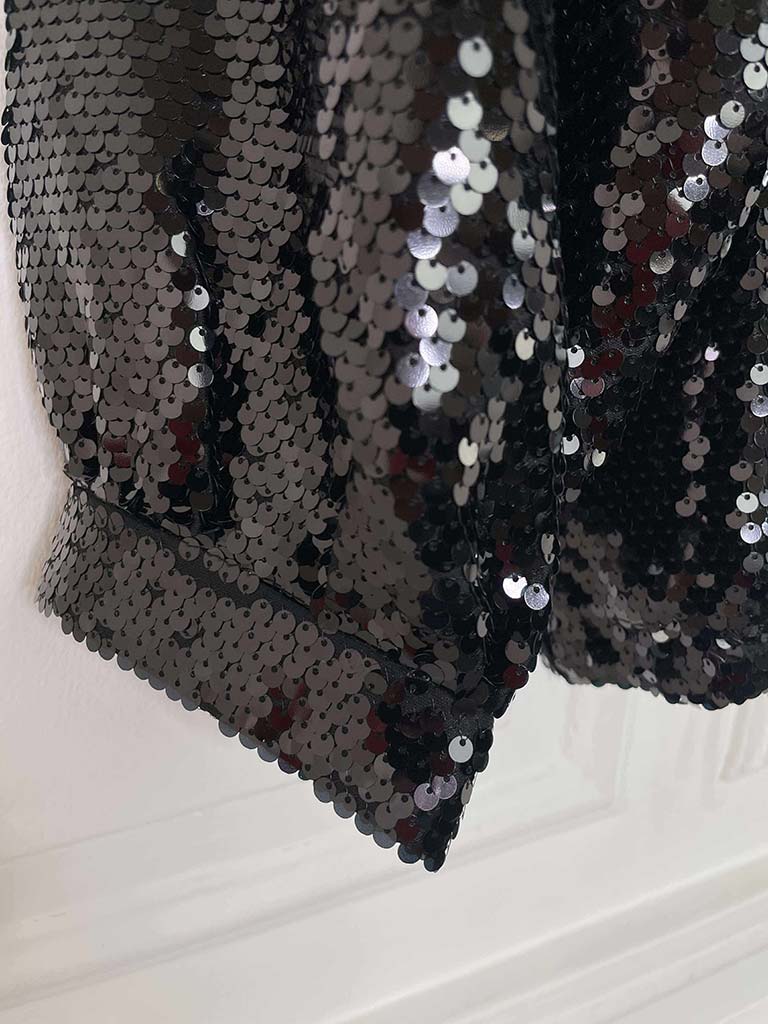 Malissa J Sequin Bomber Jacket - Black