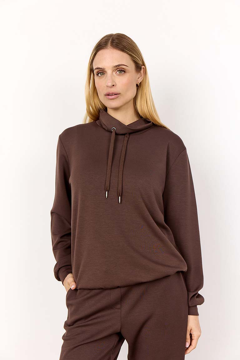Soya Concept Banu Funnel Neck Sweatshirt - Chocolate