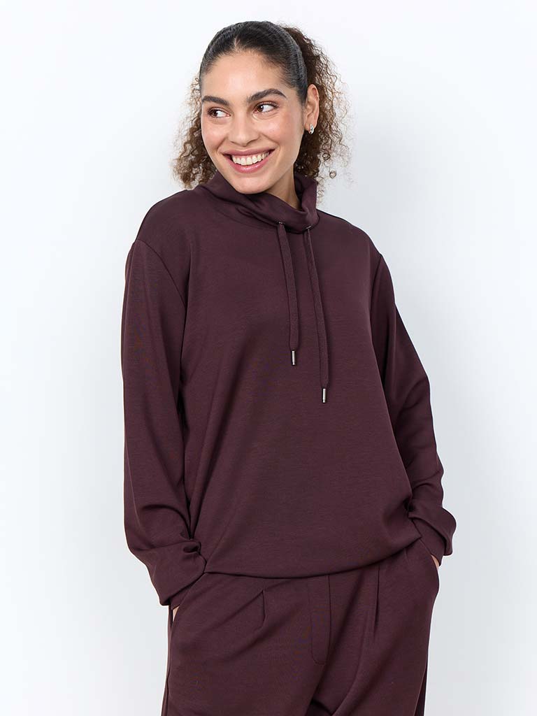 Soya Concept Banu Cowl Sweatshirt - Choco