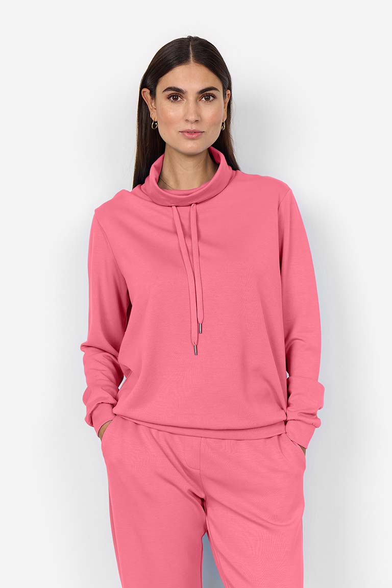 Soya Concept Banu Funnel Neck Sweatshirt - Raspberry