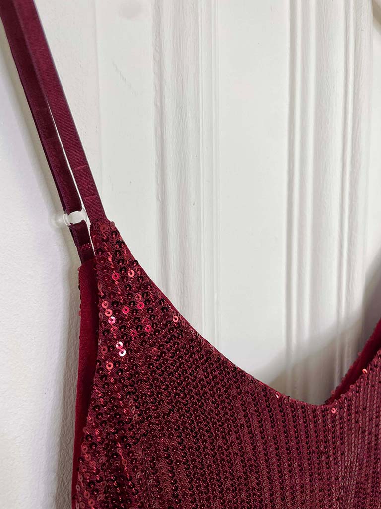 V-Neck Sequin Vest - Merlot