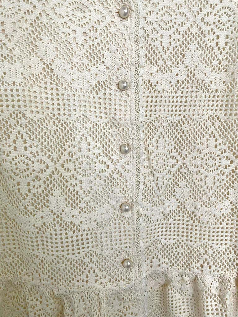 Malissa J Crochet Waistcoat Top - Stone