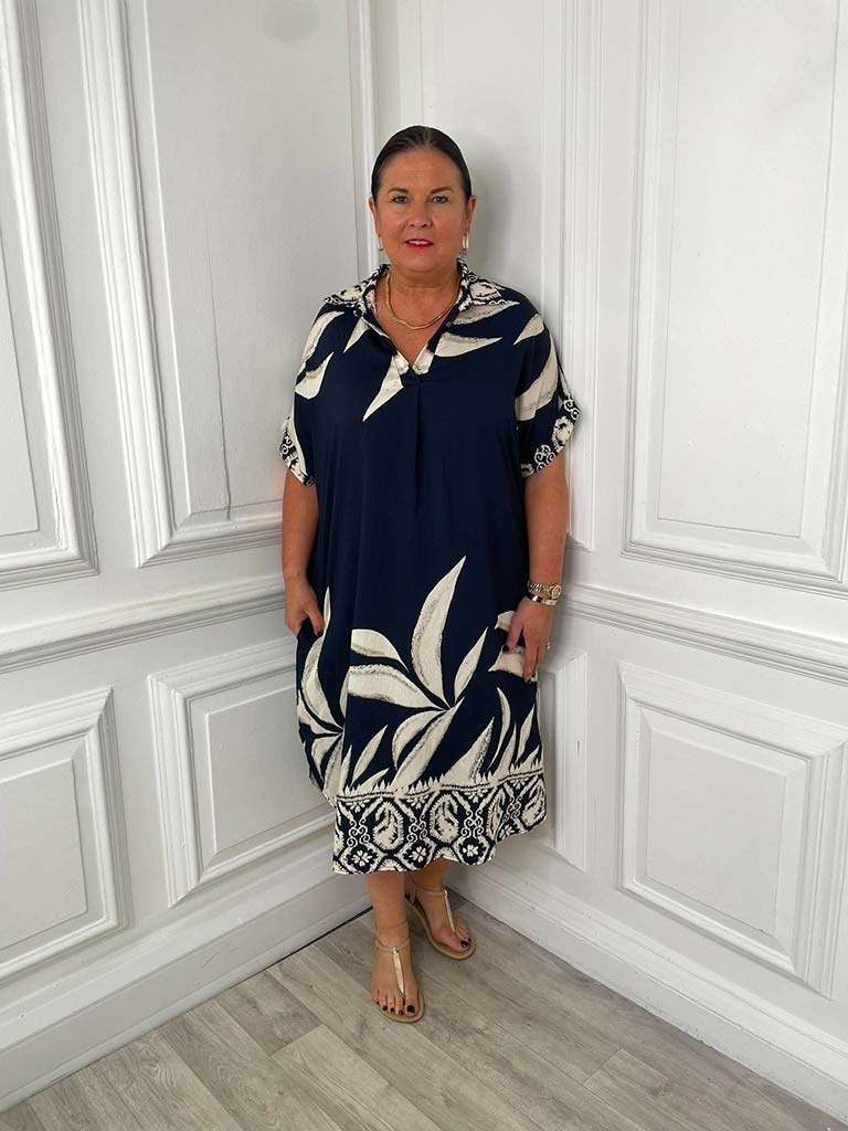 Coastal Leaf Shirt Dress