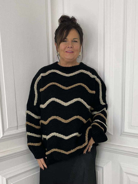 Slouchy Wave Knit - Black