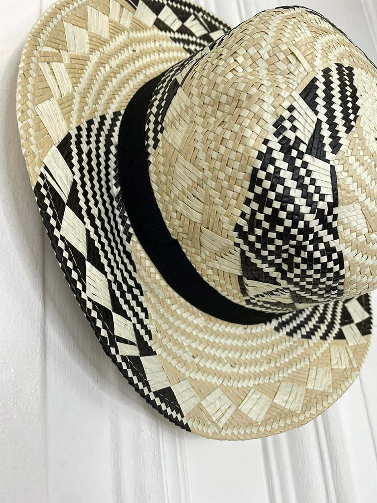 Malissa J Abstract Straw Hat - Black
