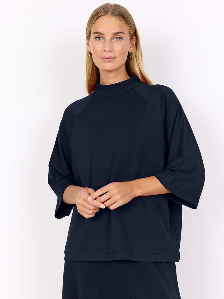 Soya Concept Banu High Neck Sweatshirt - Navy