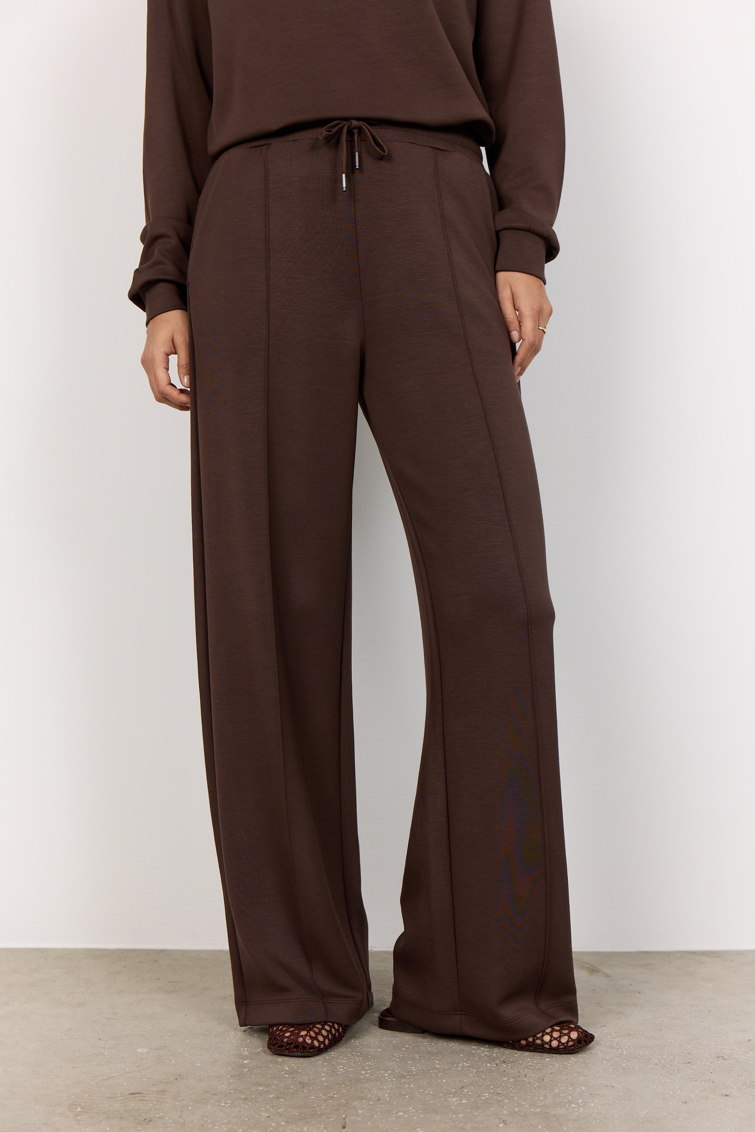 Soya Concept Banu Wide Leg Joggers - Chocolate