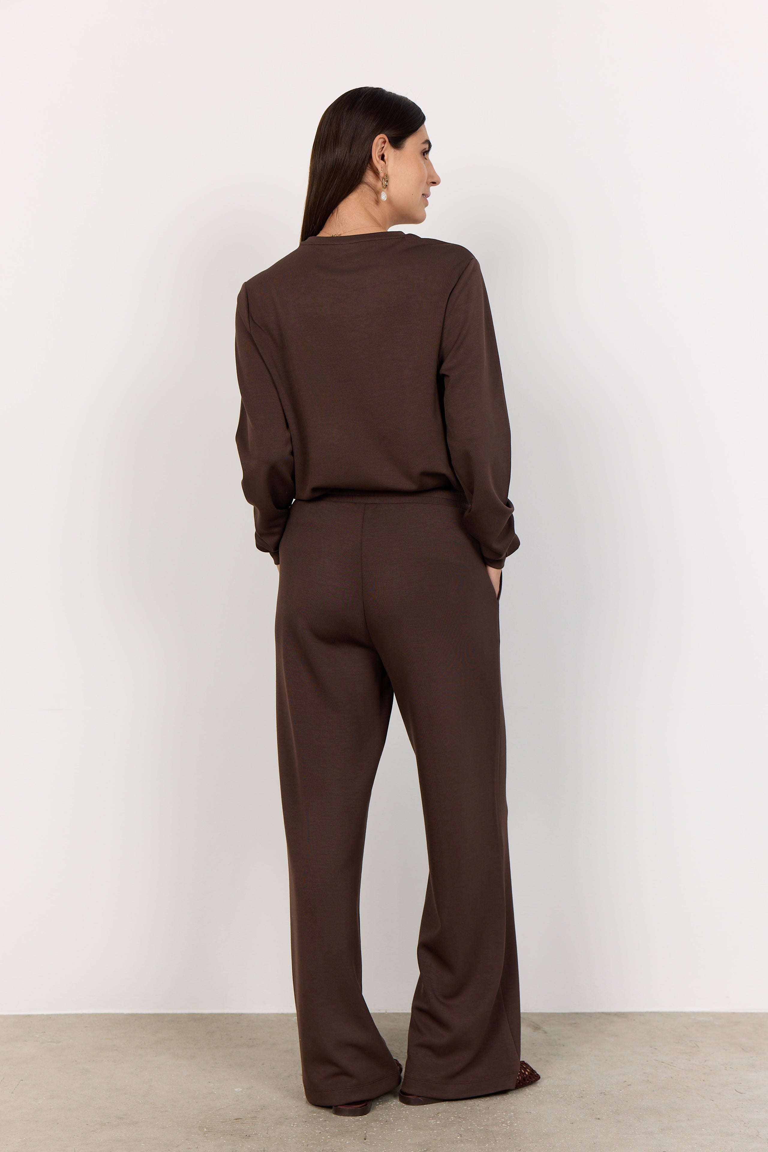Soya Concept Banu Wide Leg Joggers - Chocolate
