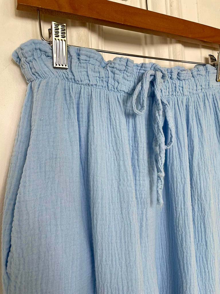 Cloud Cotton Wide Leg Trousers - Sky