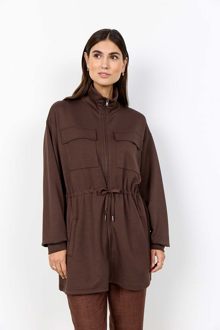 Soya Concept Zip Front Jacket - Chocolate