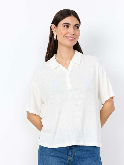 Soya Concept Knitted Collared Top - Off White