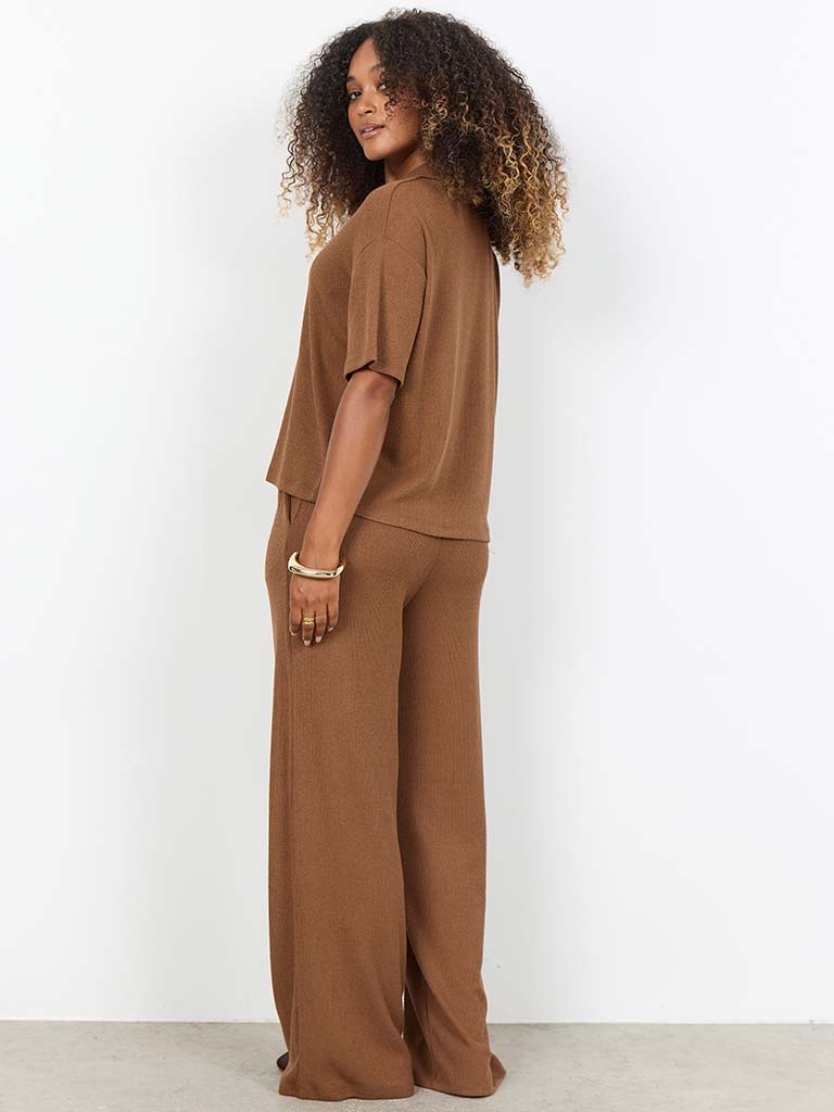 Soya Concept Knitted Collared Top - Toffee