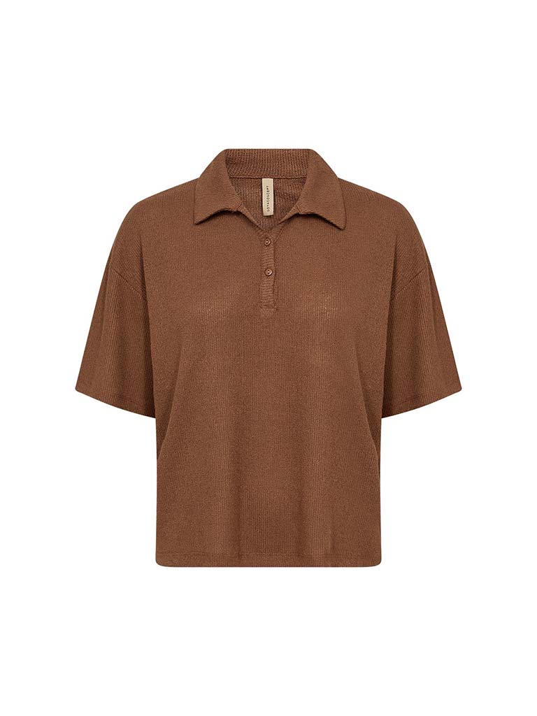 Soya Concept Knitted Collared Top - Toffee