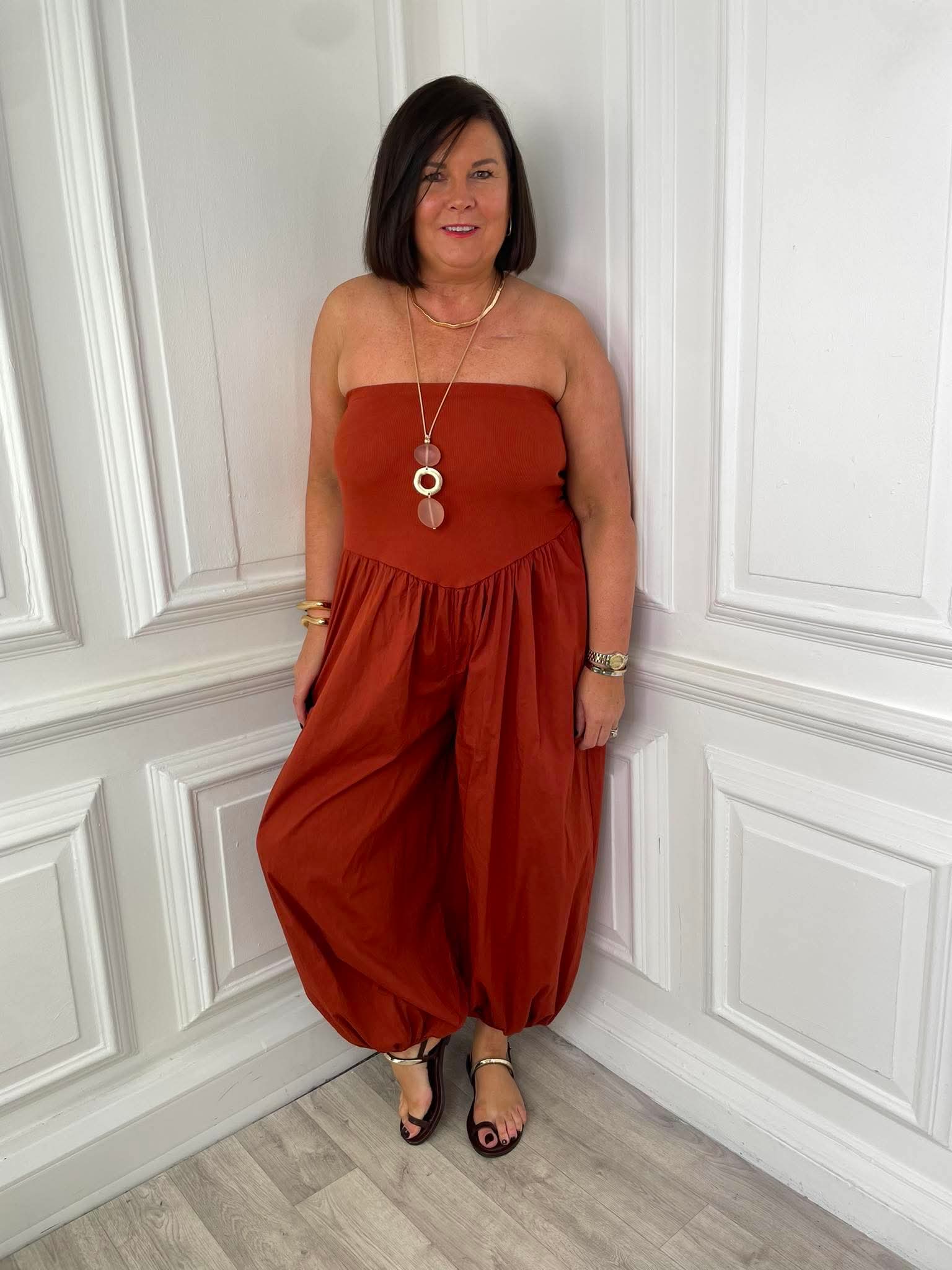 Bandeau Balloon Jumpsuit - Ginger