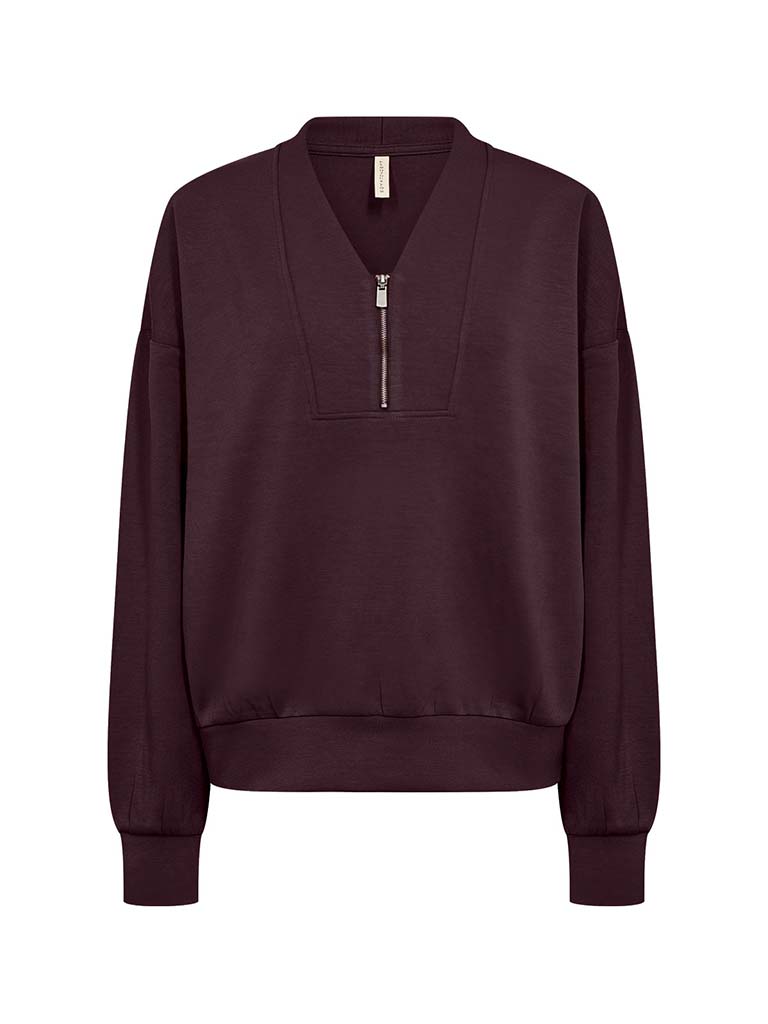 Soya Concept Banu Zip Sweatshirt - Choco