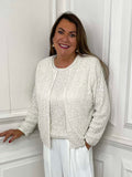 Malissa J Textured Sequin Cardigan - Cream
