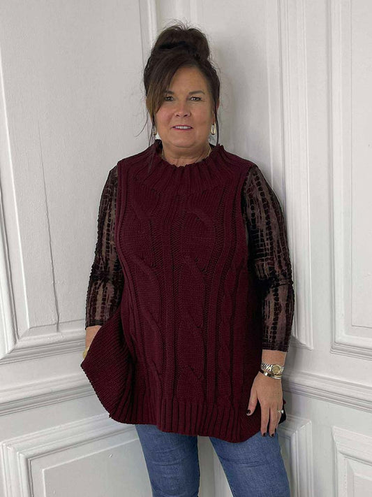 Cable Tank Knit - Burgundy