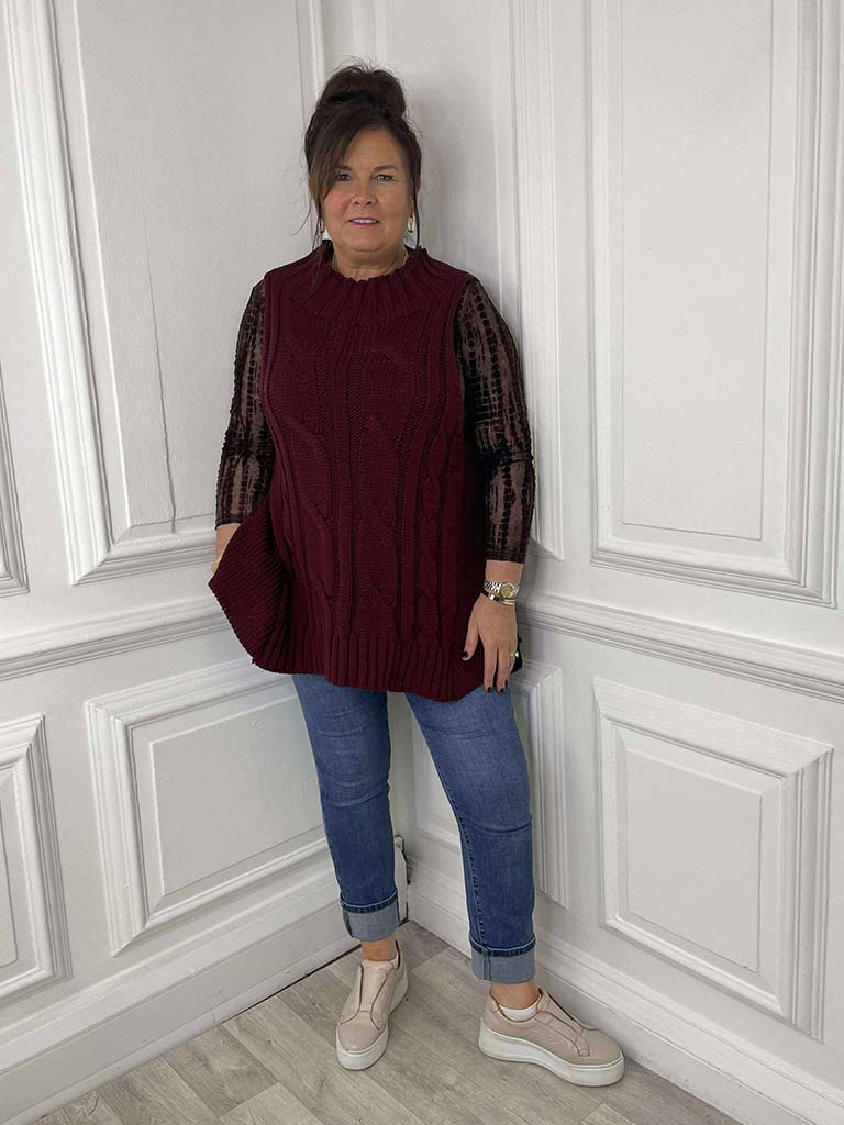 Cable Tank Knit - Burgundy