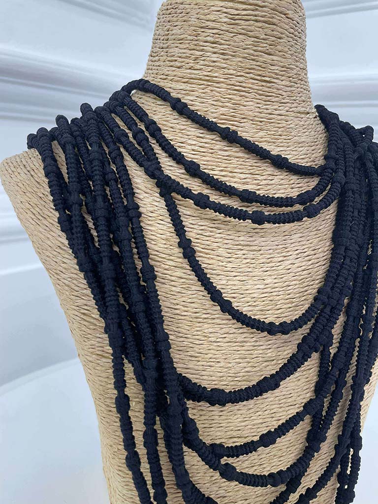 Multi Strand Rope Necklace - Black