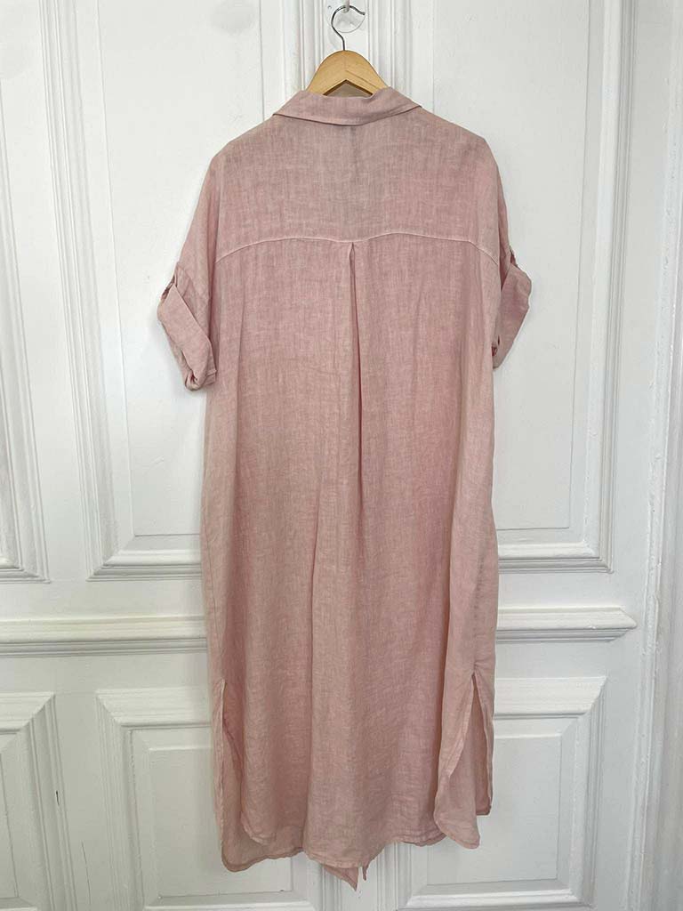 Linen Pocket Shirt Dress - Petal