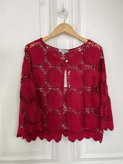 Daisy Crochet Jacket - Cranberry