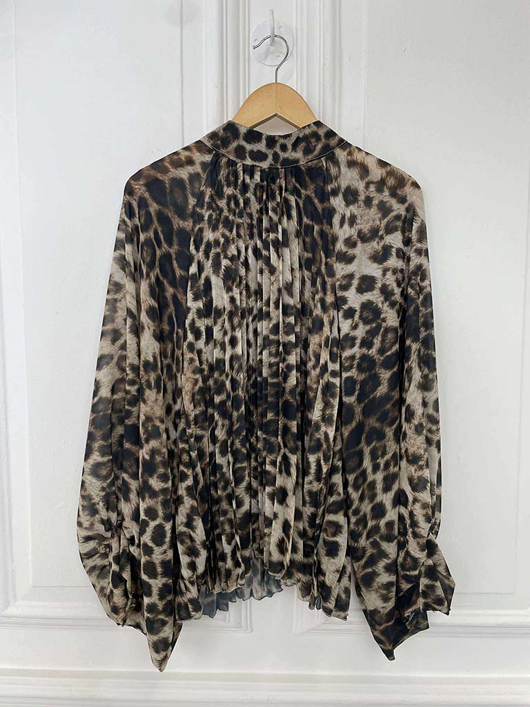 Pleated Leopard Blouse