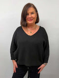 Malissa J V-Neck Classic Knit - Black