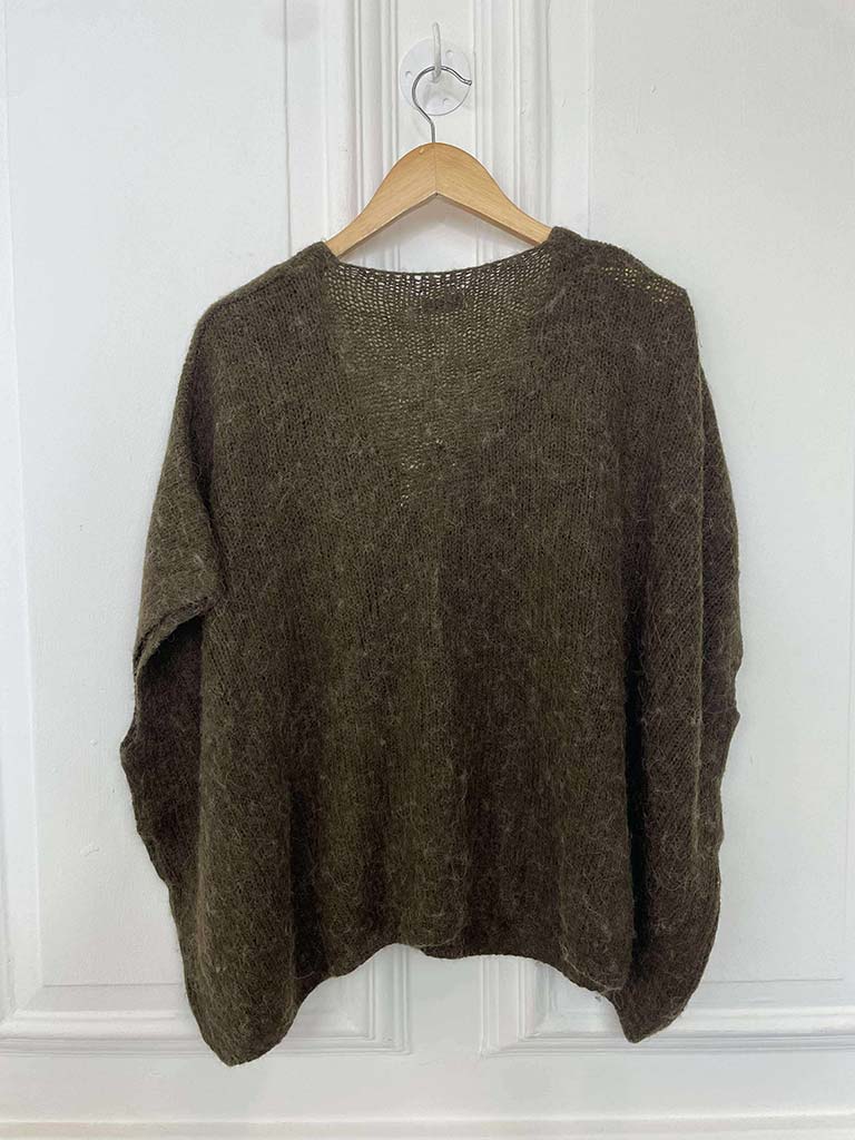 Embellished Button Tank Cardigan - Chocolate