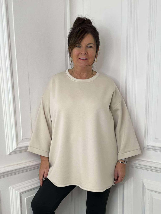 Scuba Sweat Top- Ecru