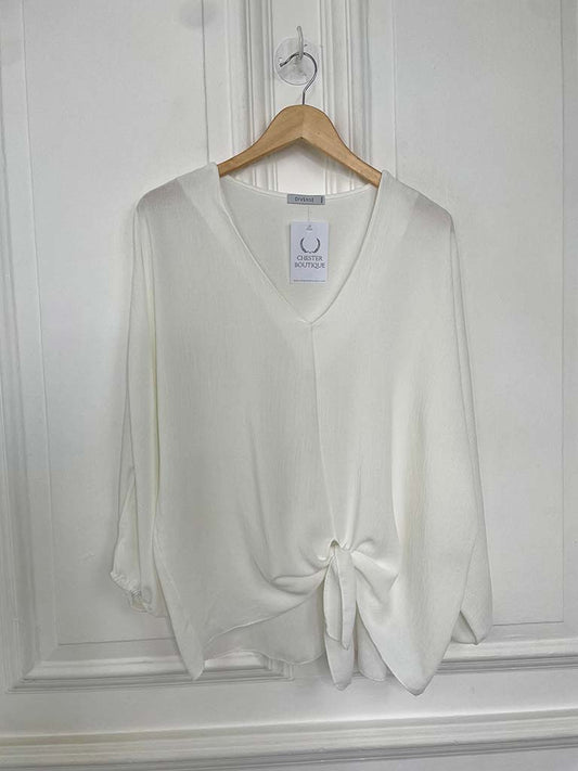 Tie Front Top - Warm White