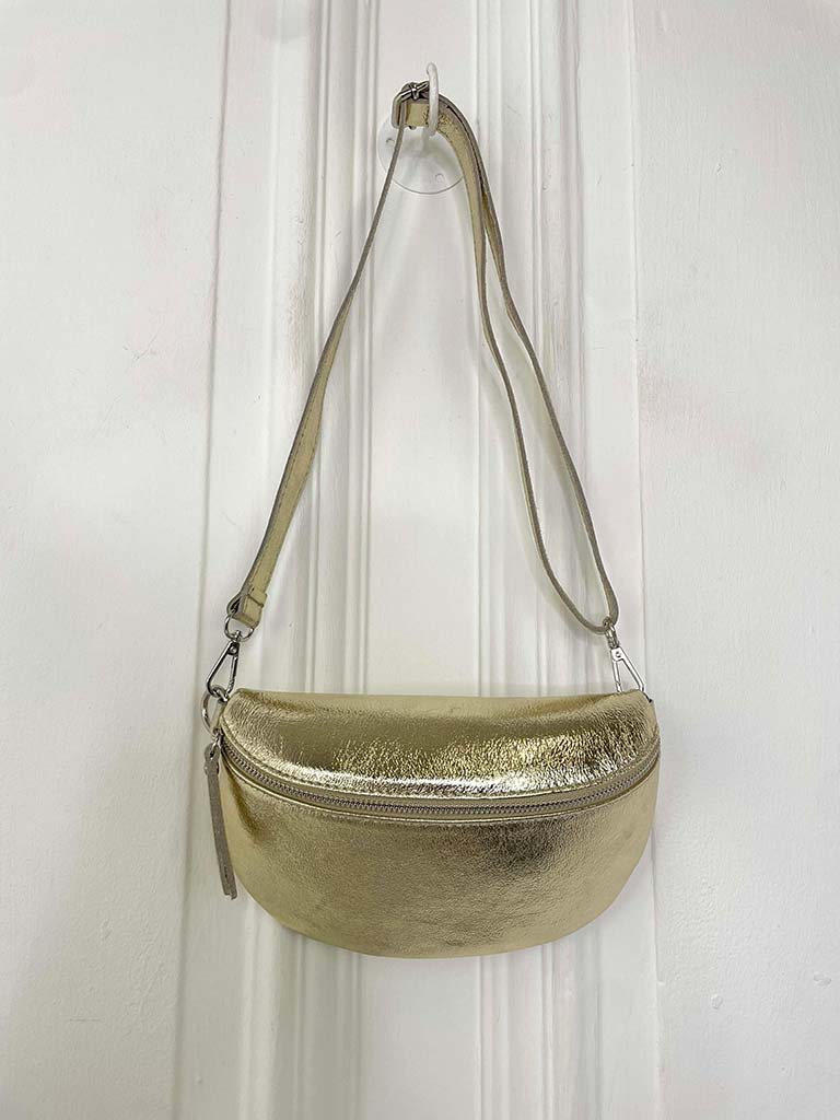 Leather Cross Body Bag - Gold
