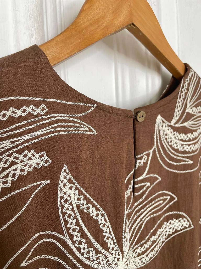 Lily Embroidered Dress - Truffle
