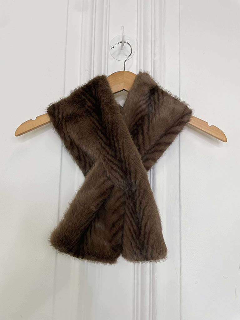 Malissa J Faux Fur Pull Through Collar - Feather