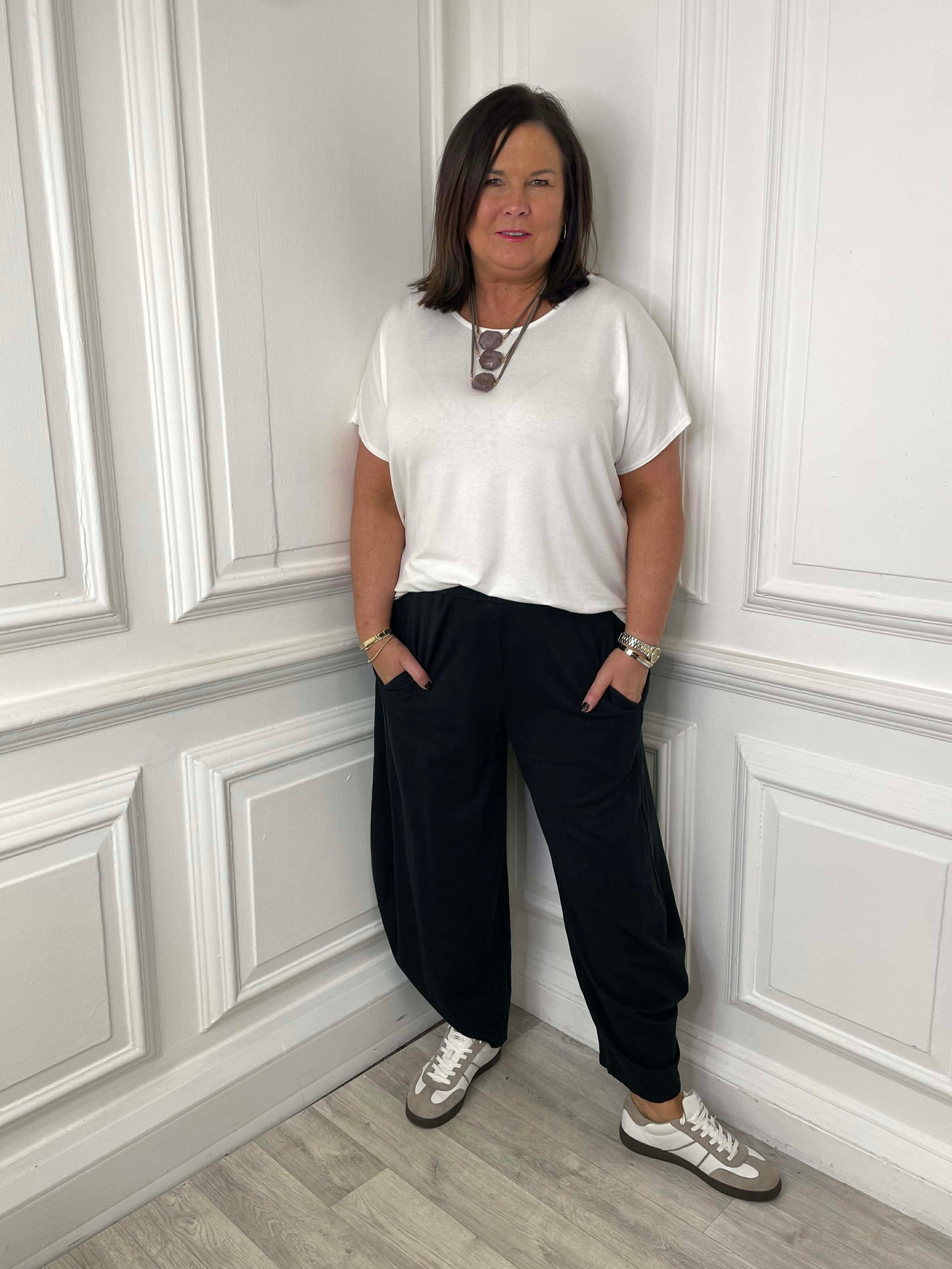 Cotton Jersey Cocoon Trousers - Black