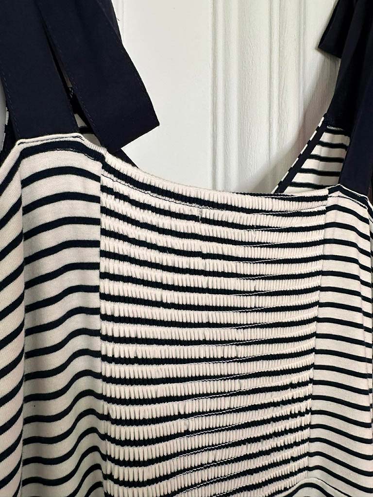Tie Strap Stripe Dress - Navy