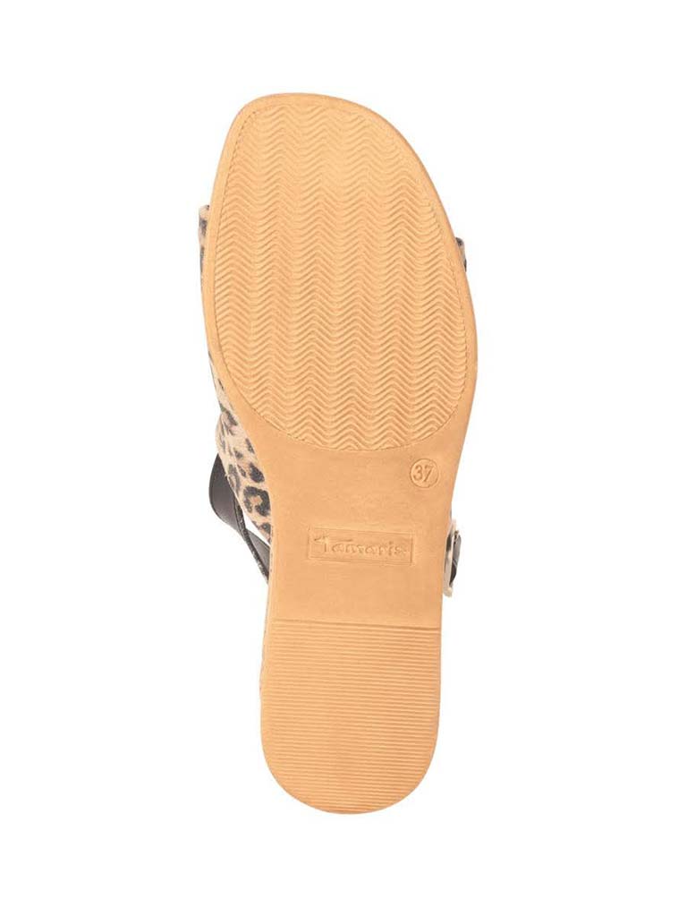 Tamaris Leather Wedge Sandals - Leopard