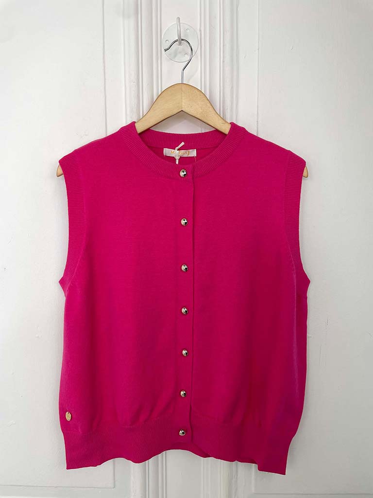 Malissa J Buttoned Tank Knit - Hot Pink